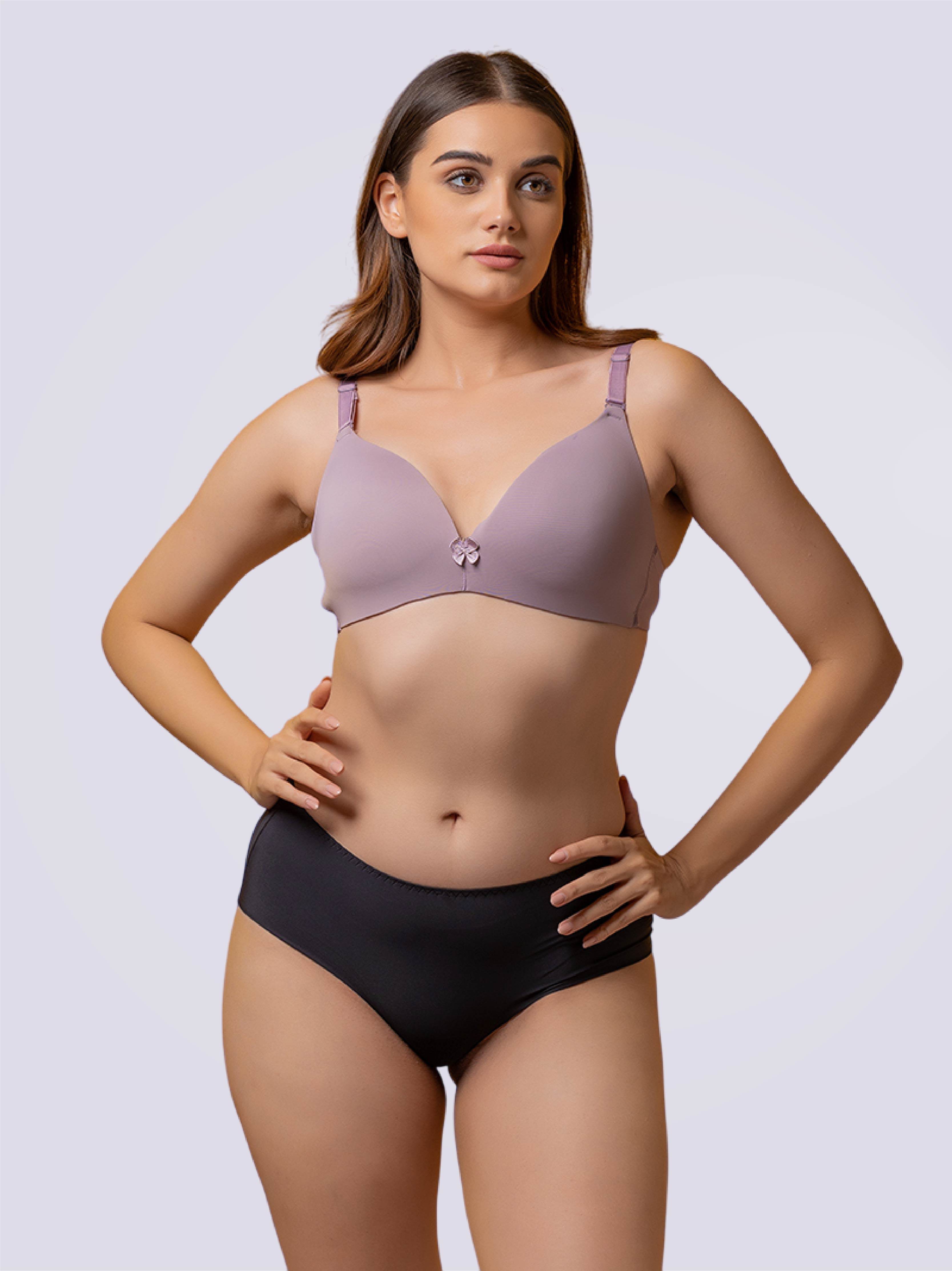 Drop-Dead Soft Lycra Deep Neck Lightly Padded 3/4 Coverage Non- Wire Bra - Bold And Bae Fashion